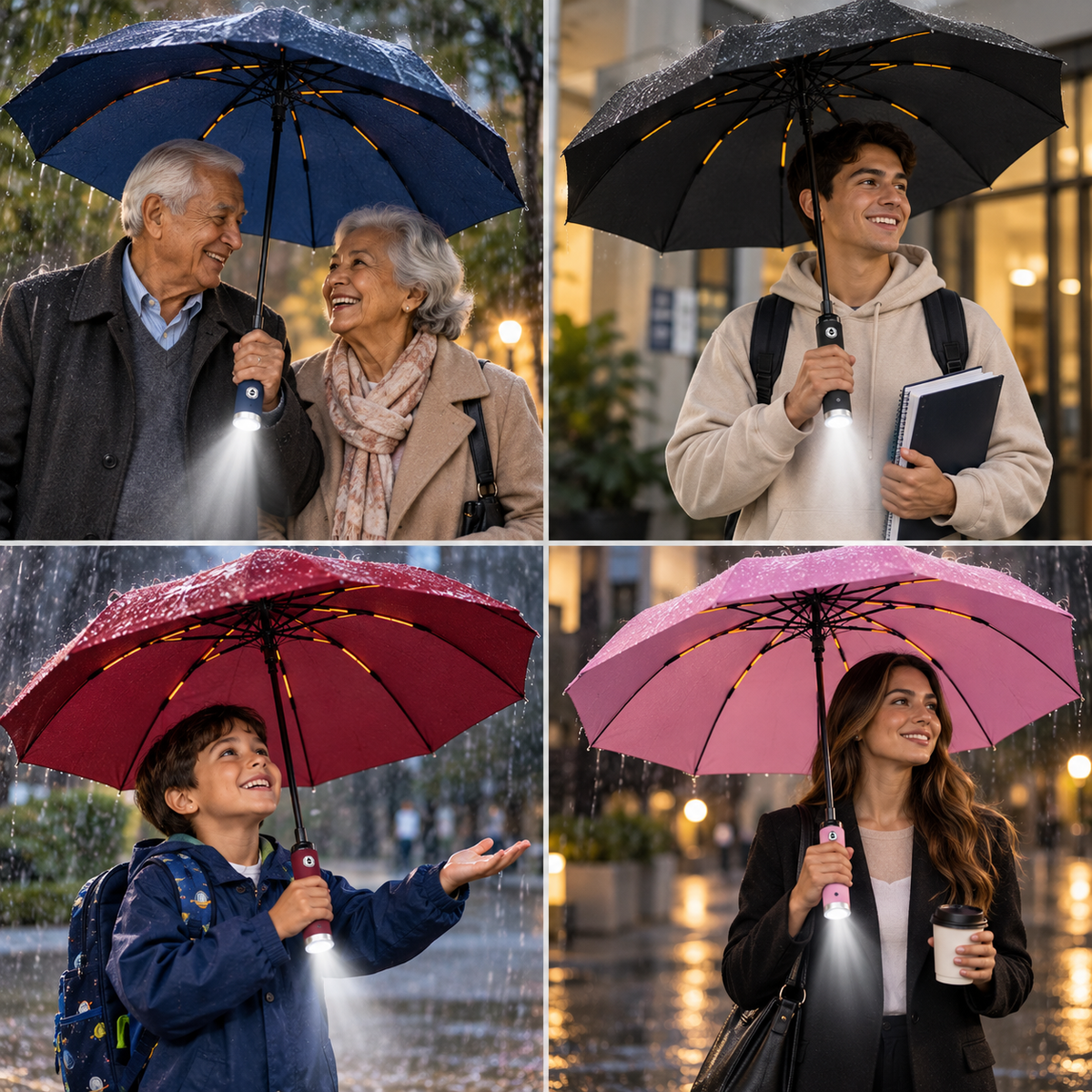 LUMIRAIN™️ — Sombrilla con Linterna LED Integrada