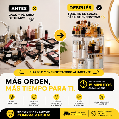ORGANIZADOR DE MAQUILLAJE 360° MULTIUSOS