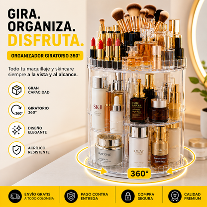 ORGANIZADOR DE MAQUILLAJE 360° MULTIUSOS