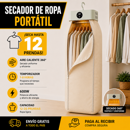 Secador de Ropa Portátil Inteligente | Seca Hasta 12 Prendas Sin Depender del Sol