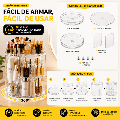ORGANIZADOR DE MAQUILLAJE 360° MULTIUSOS