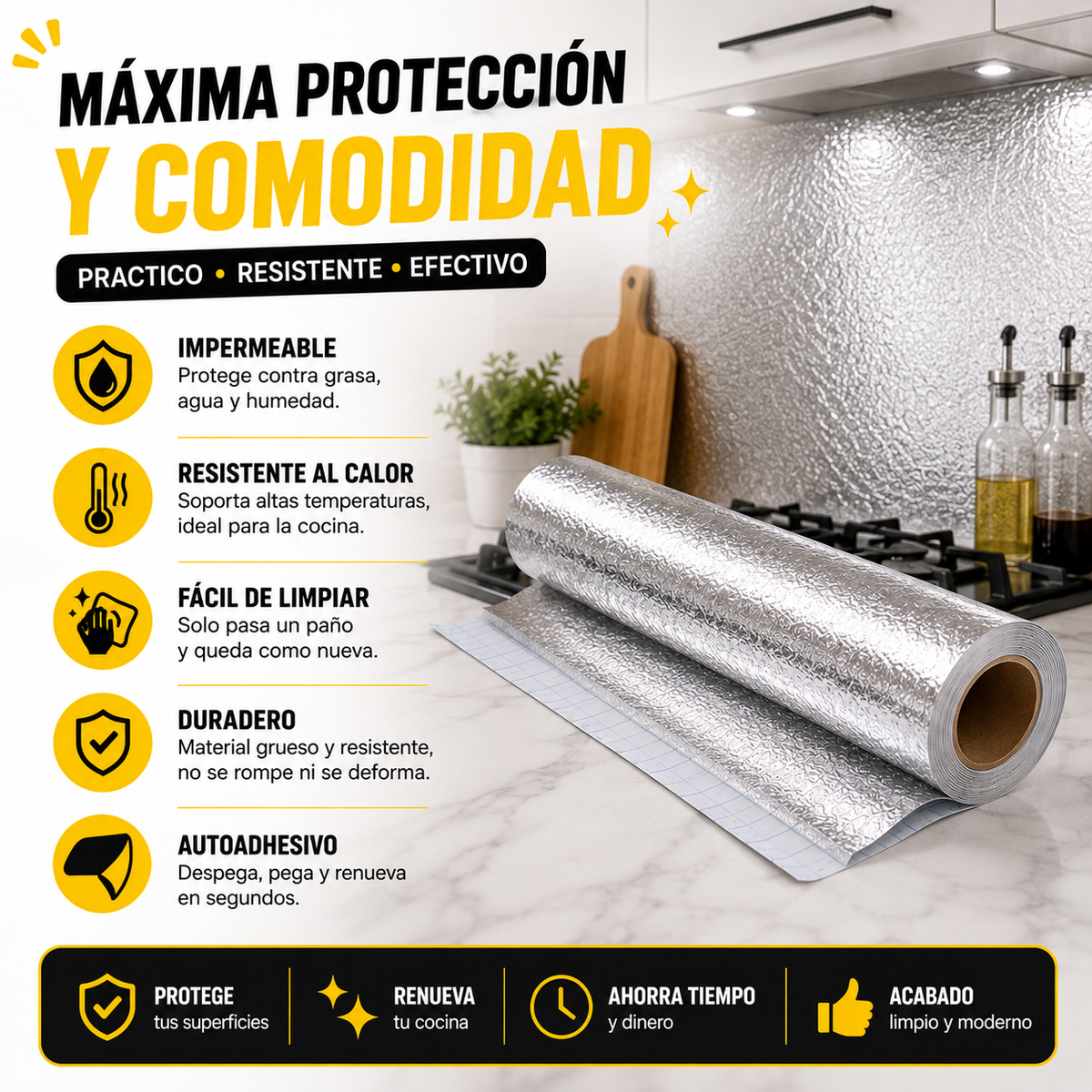 PAPEL ALUMINIO PROTECTOR PARA COCINA