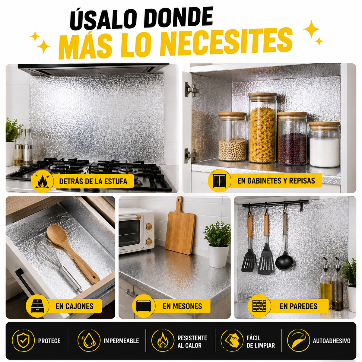 PAPEL ALUMINIO PROTECTOR PARA COCINA