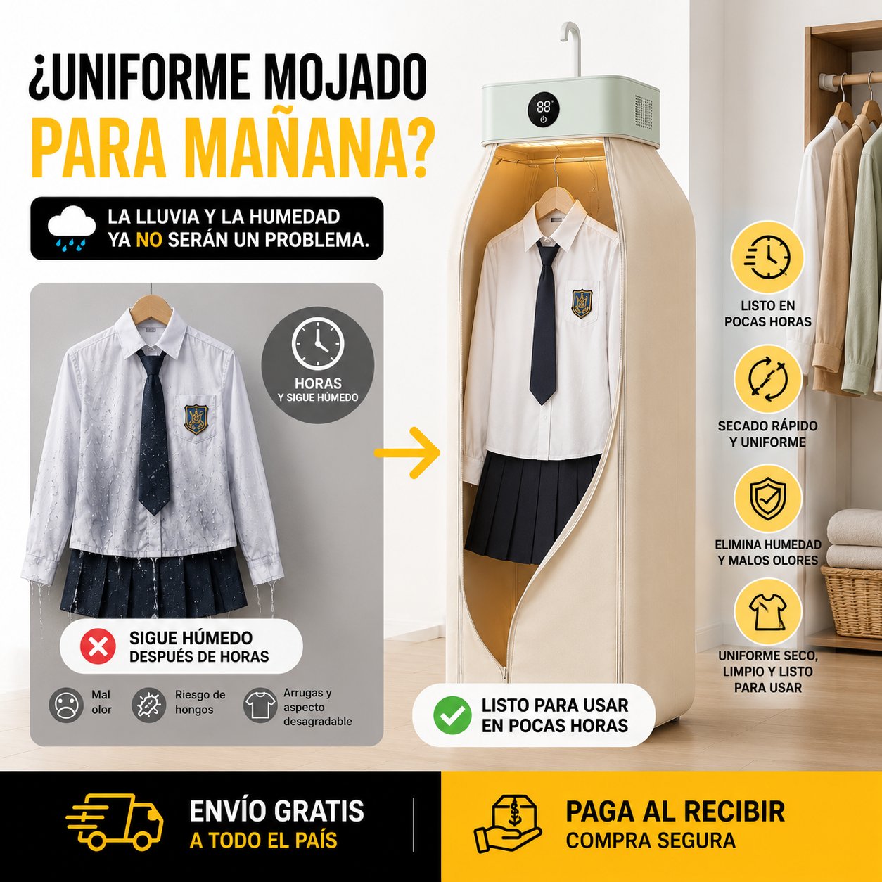 Secador de Ropa Portátil Inteligente | Seca Hasta 12 Prendas Sin Depender del Sol