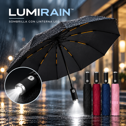 LUMIRAIN™️ — Sombrilla con Linterna LED Integrada