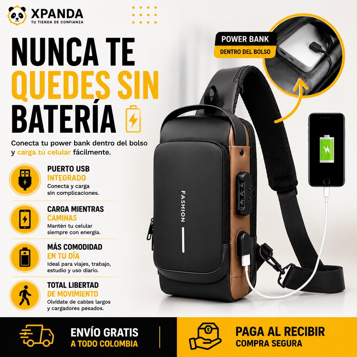 Bolso Cangurera Antirrobo